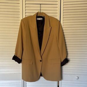 ZARA Tan Blazer with Black Lining